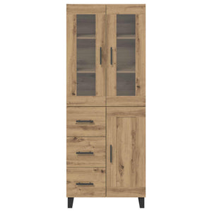 Credenza 2 pcs Rovere artigianale Legno Stratificato e Vetro 3415994