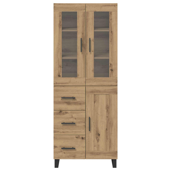 Credenza 2 pcs Rovere artigianale Legno Stratificato e Vetro 3415994