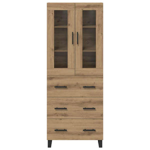 Credenza 2 pz-Set di 2 Buffet-Armadio da cucina Rovere artigianale Legno Stratificato e Vetro 319639