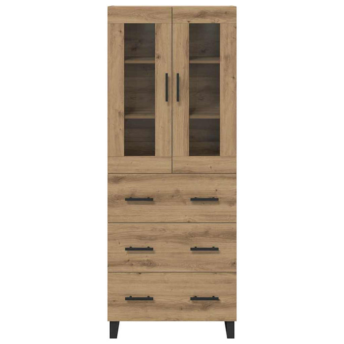 Credenza 2 pz-Set di 2 Buffet-Armadio da cucina Rovere artigianale Legno Stratificato e Vetro 319639