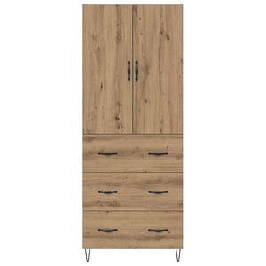 Credenza 2 pcs Rovere artigianale Legno Stratificato e Vetro 3416007