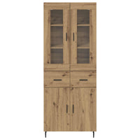 Credenza 2 pcs Rovere artigianale Legno Stratificato e Vetro 3416024