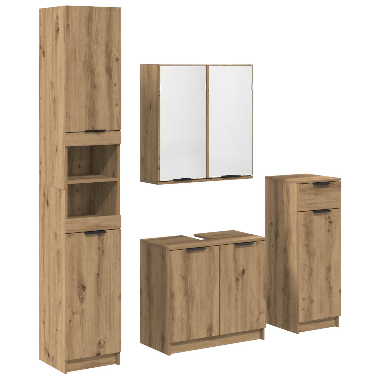 Set di mobili per il bagno con porta 4 pcs Rovere artigianale 3416028