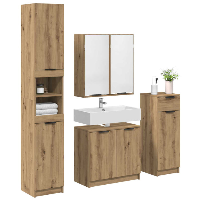 Set di mobili per il bagno con porta 4 pcs Rovere artigianale 3416028