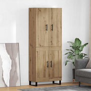 Credenza 2 pcs Rovere artigianale Legno Stratificato e Vetro 3416038
