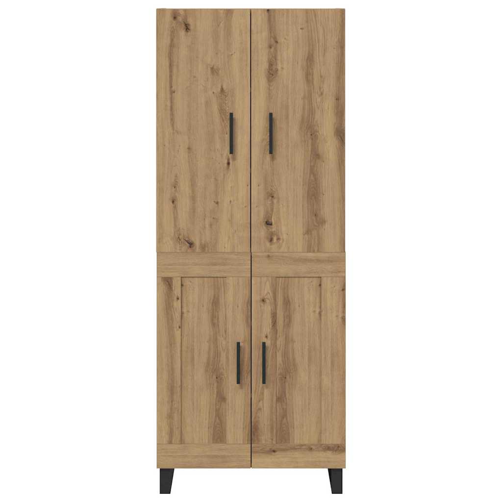 Credenza 2 pcs Rovere artigianale Legno Stratificato e Vetro 3416038