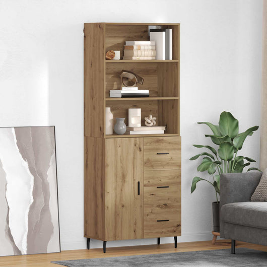 Credenza con Cassetto-Buffet-Armadio da cucina Rovere artigianale 69,5 x 34 x 180 cm 619849
