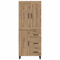 Credenza 2 pcs Rovere artigianale Legno Stratificato e Vetro 3416055