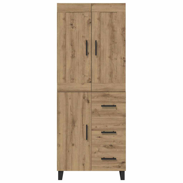 Credenza 2 pcs Rovere artigianale Legno Stratificato e Vetro 3416055