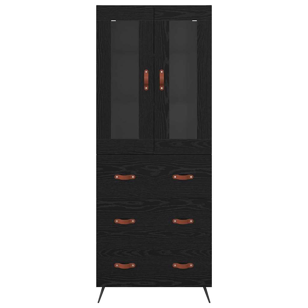 Mobile Highboard 2 pcs Rovere Nero Legno multistrato 3416071