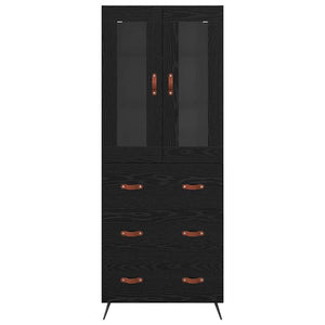Mobile Highboard 2 pcs Rovere Nero Legno multistrato 3416071