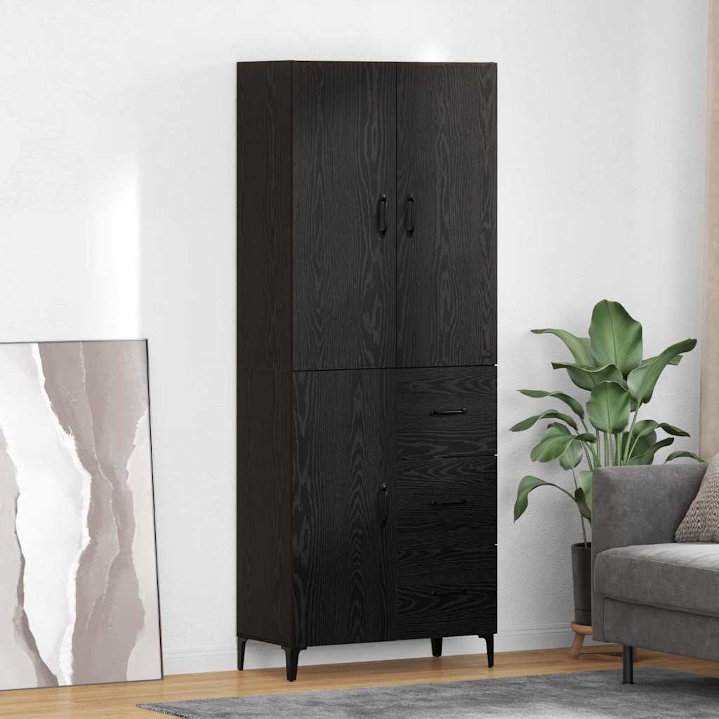 Credenza Rovere Nero 69,5 x 34 x 180 cm Legno multistrato 3416082