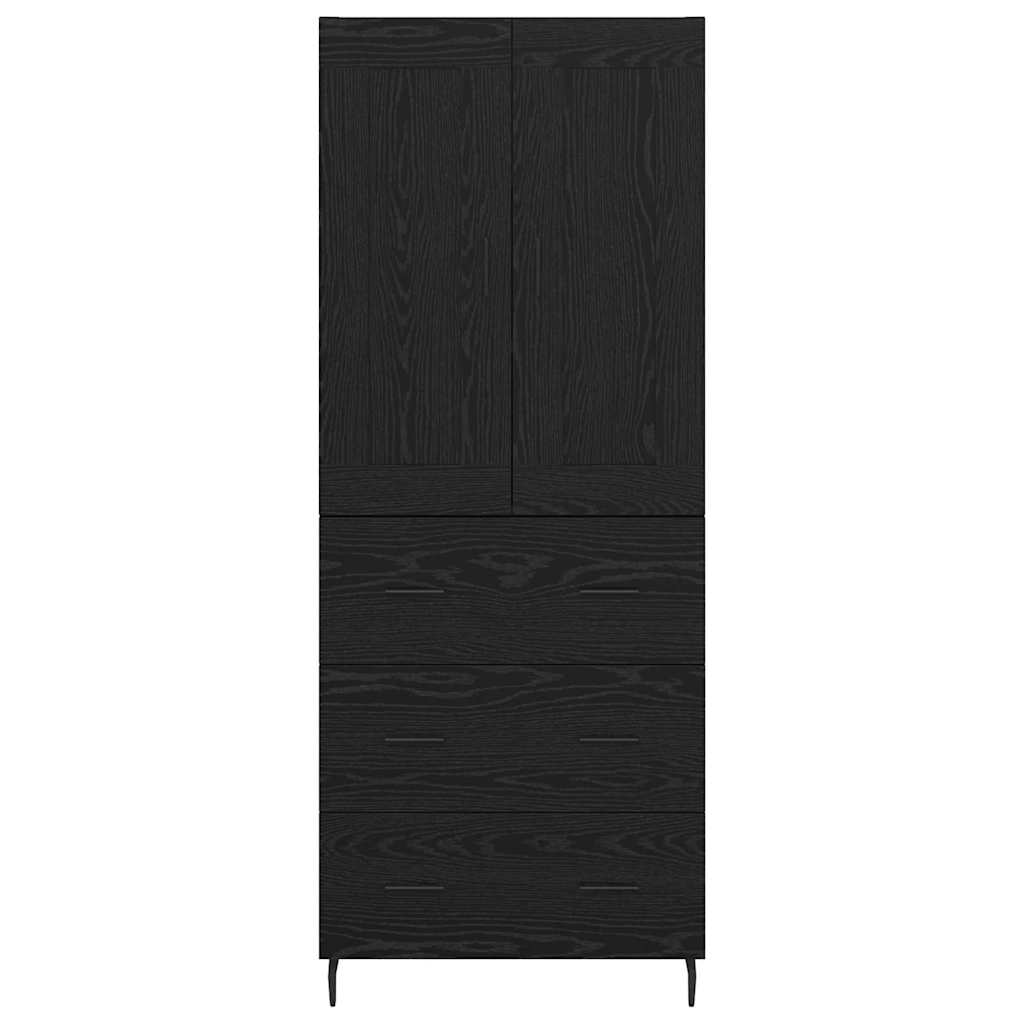Credenza 2 pz-Set di 2 Buffet-Armadio da cucina Rovere Nero Legno Stratificato e Vetro 120197