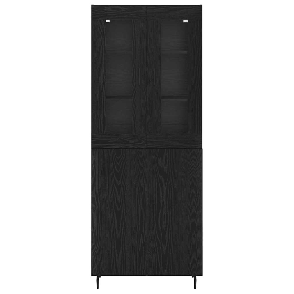 Credenza 2 pz-Set di 2 Buffet-Armadio da cucina Rovere Nero Legno Stratificato e Vetro 445265