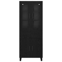 Credenza 2 pz-Set di 2 Buffet-Armadio da cucina Rovere Nero Legno Stratificato e Vetro 777506
