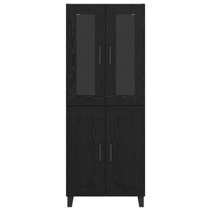 Credenza 2 pz-Set di 2 Buffet-Armadio da cucina Rovere Nero Legno Stratificato e Vetro 196883