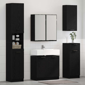 Set di mobili per il bagno 3 pcs Rovere Nero Legno multistrato 3416102