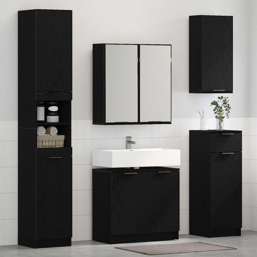Set di mobili per il bagno 3 pcs Rovere Nero Legno multistrato 3416102