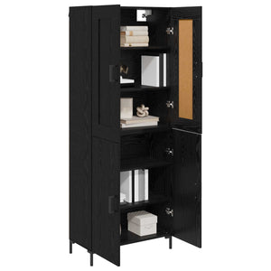 Credenza 2 pz-Set di 2 Buffet-Armadio da cucina Rovere Nero Legno multistrato 384878