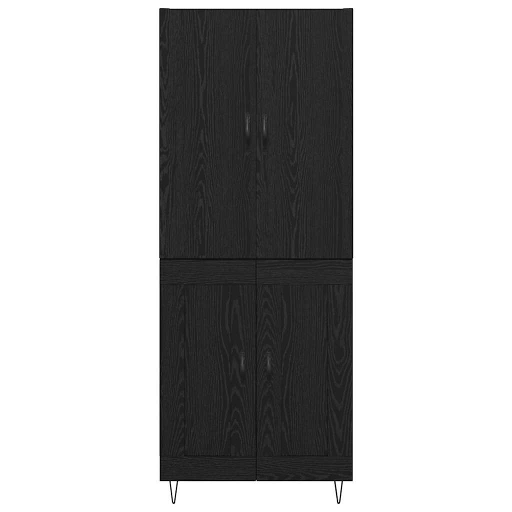Credenza 2 pz-Set di 2 Buffet-Armadio da cucina Rovere Nero Legno ingegnerizzato e vetro 100592