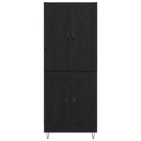 Credenza 2 pz-Set di 2 Buffet-Armadio da cucina Rovere Nero Legno ingegnerizzato e vetro 100592