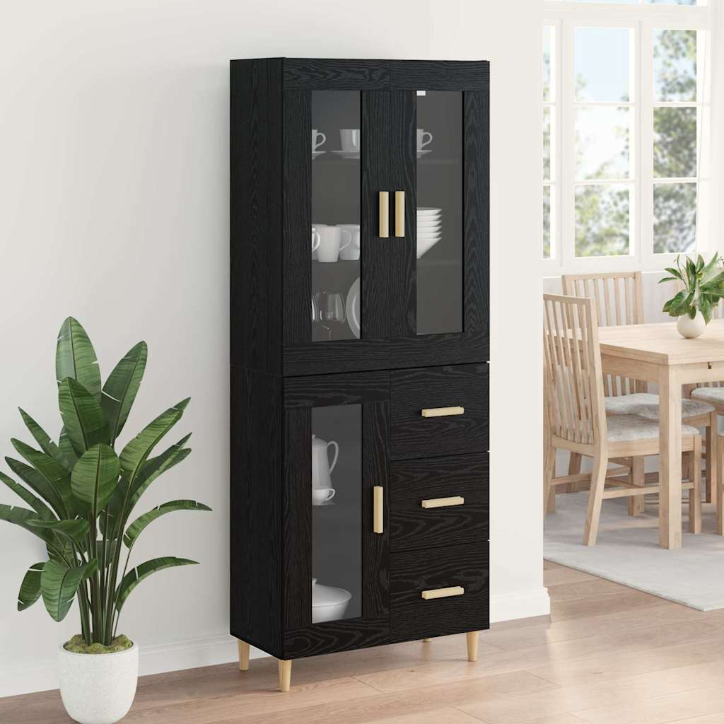 Credenza Montaggio a parete 2 pcs Rovere Nero Legno multistrato 3416113