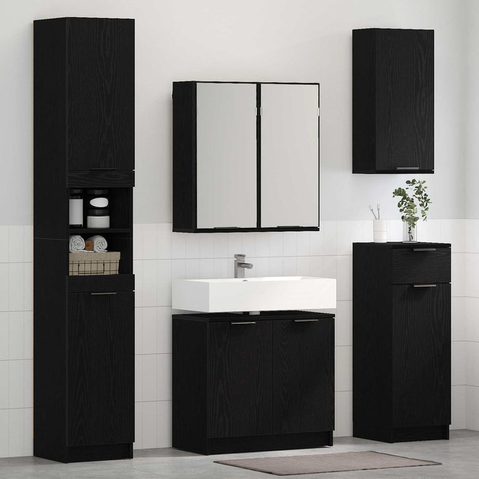 Set di mobili per il bagno 5 pcs Rovere Nero Legno multistrato 3416115
