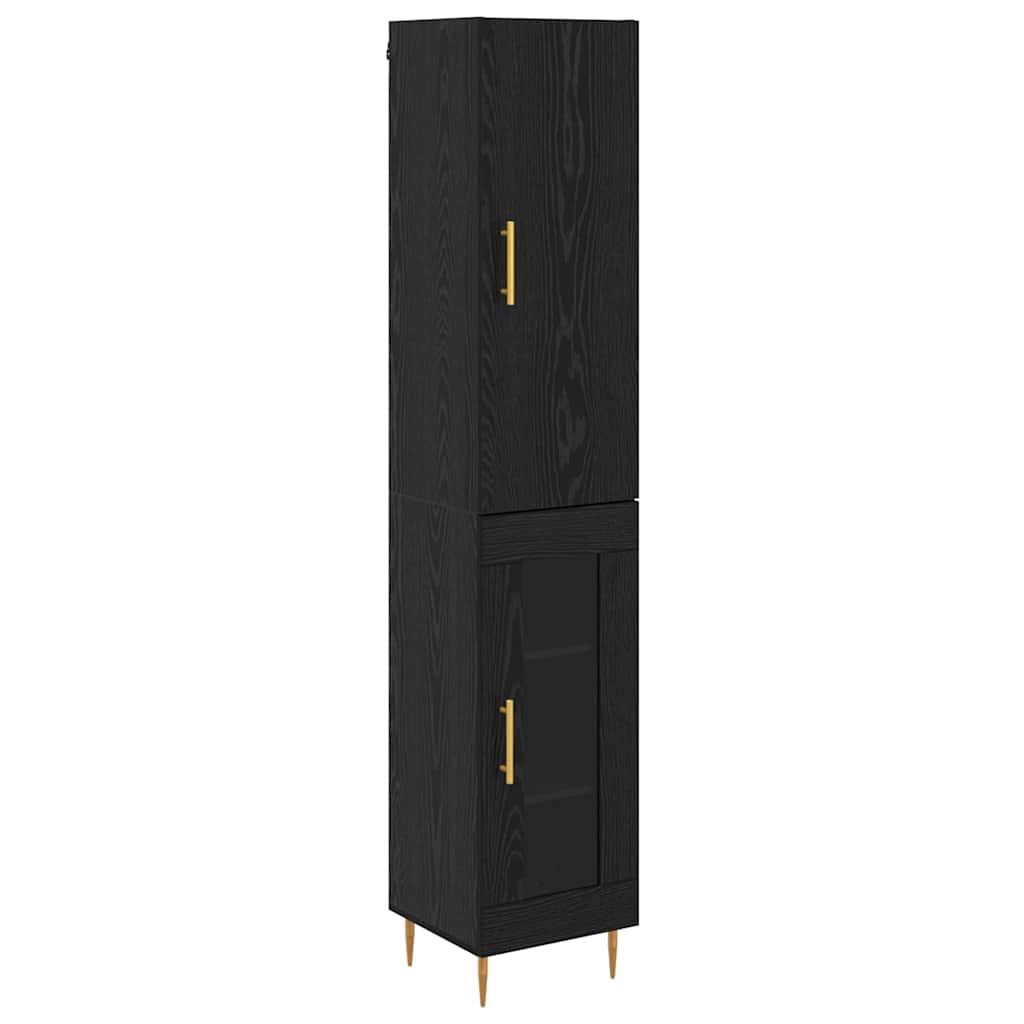 Credenza 2 pz-Set di 2 Buffet-Armadio da cucina Rovere Nero Legno multistrato 369771