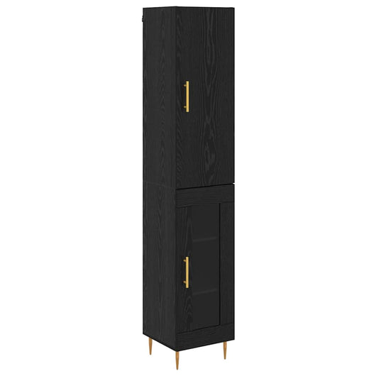 Credenza 2 pz-Set di 2 Buffet-Armadio da cucina Rovere Nero Legno multistrato 369771