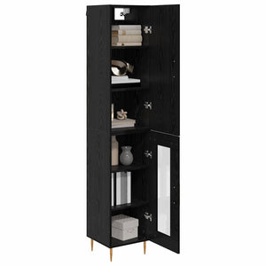 Credenza 2 pz-Set di 2 Buffet-Armadio da cucina Rovere Nero Legno multistrato 369771