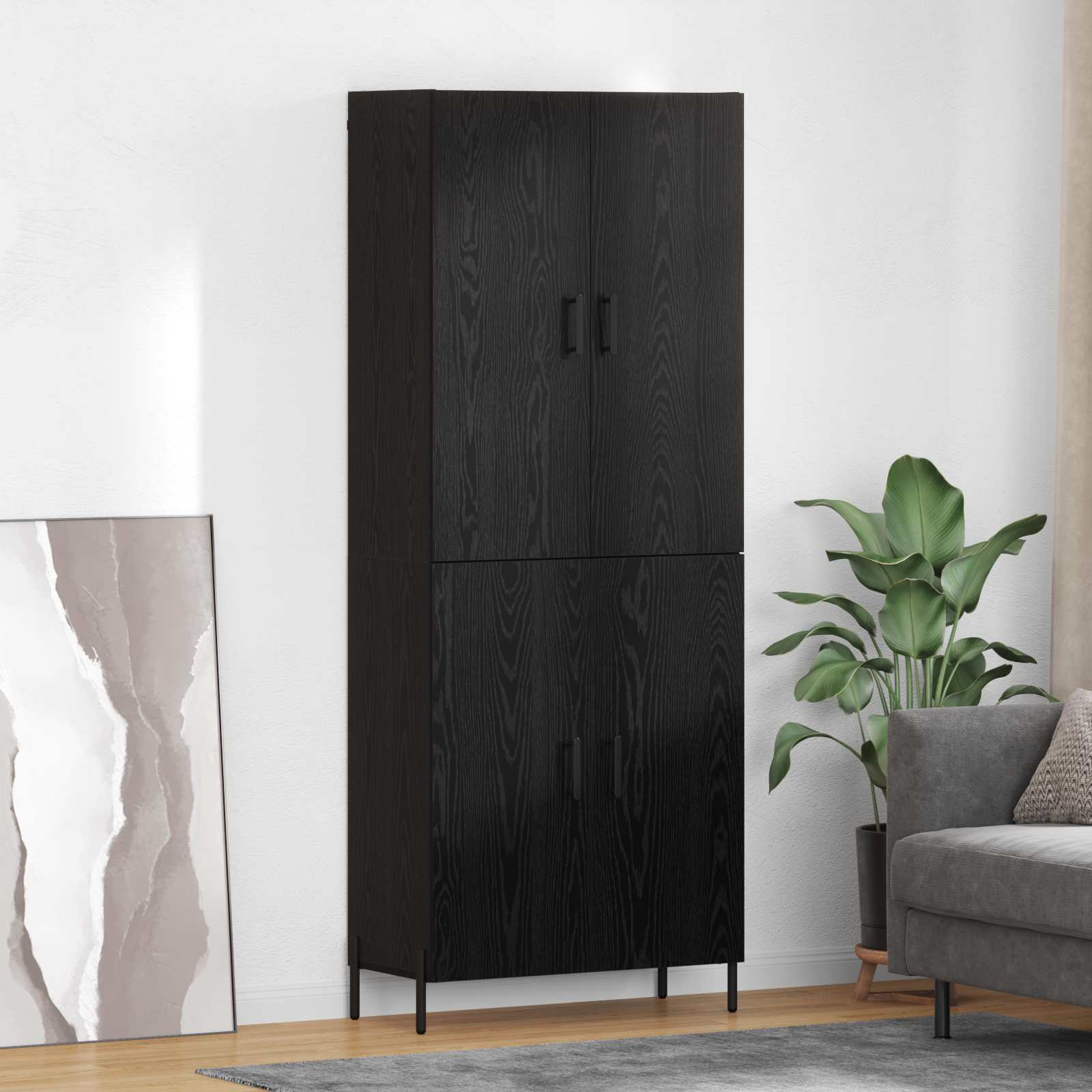 Credenza Rovere Nero 69,5 x 34 x 180 cm Legno multistrato 3416130