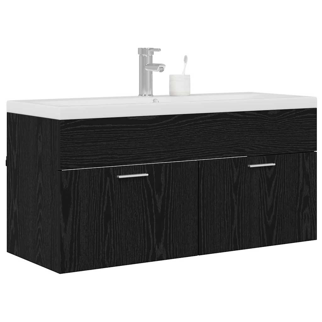 Mobile da Bagno con cassetto Rovere Nero 100 x 38,5 x 46 cm 3416131