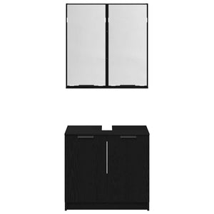 Set di Armadi da Bagno 2 pcs Rovere Nero Legno multistrato 3416132