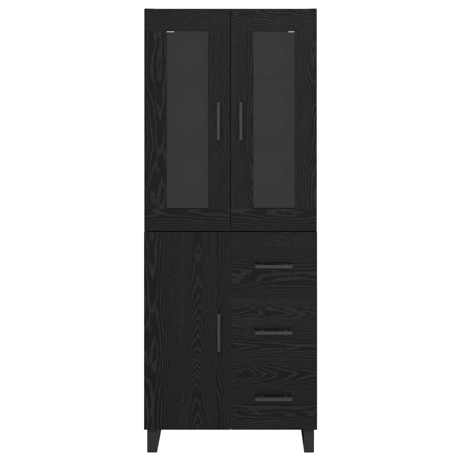 Credenza 2 pz-Set di 2 Buffet-Armadio da cucina Rovere Nero Legno Stratificato e Vetro 346396