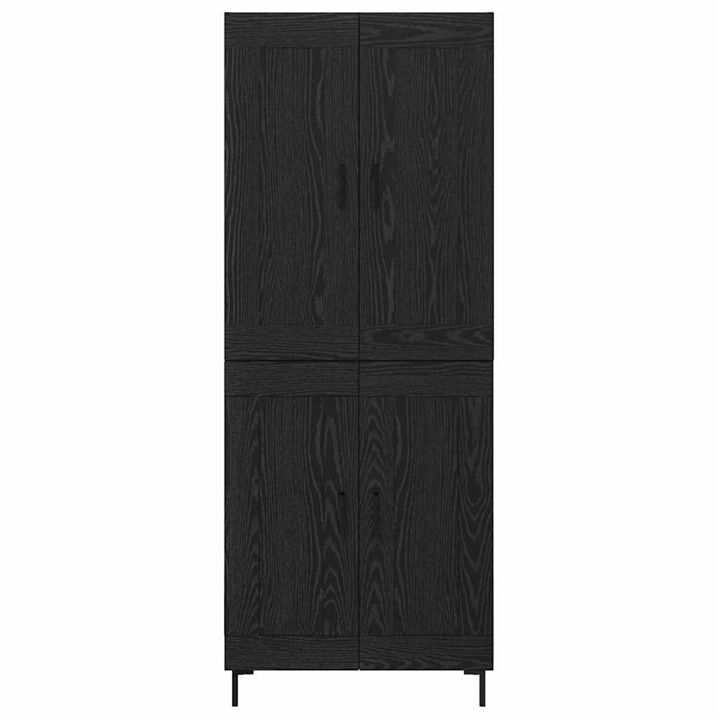 Credenza 2 pz-Set di 2 Buffet-Armadio da cucina Rovere Nero Legno multistrato 421045