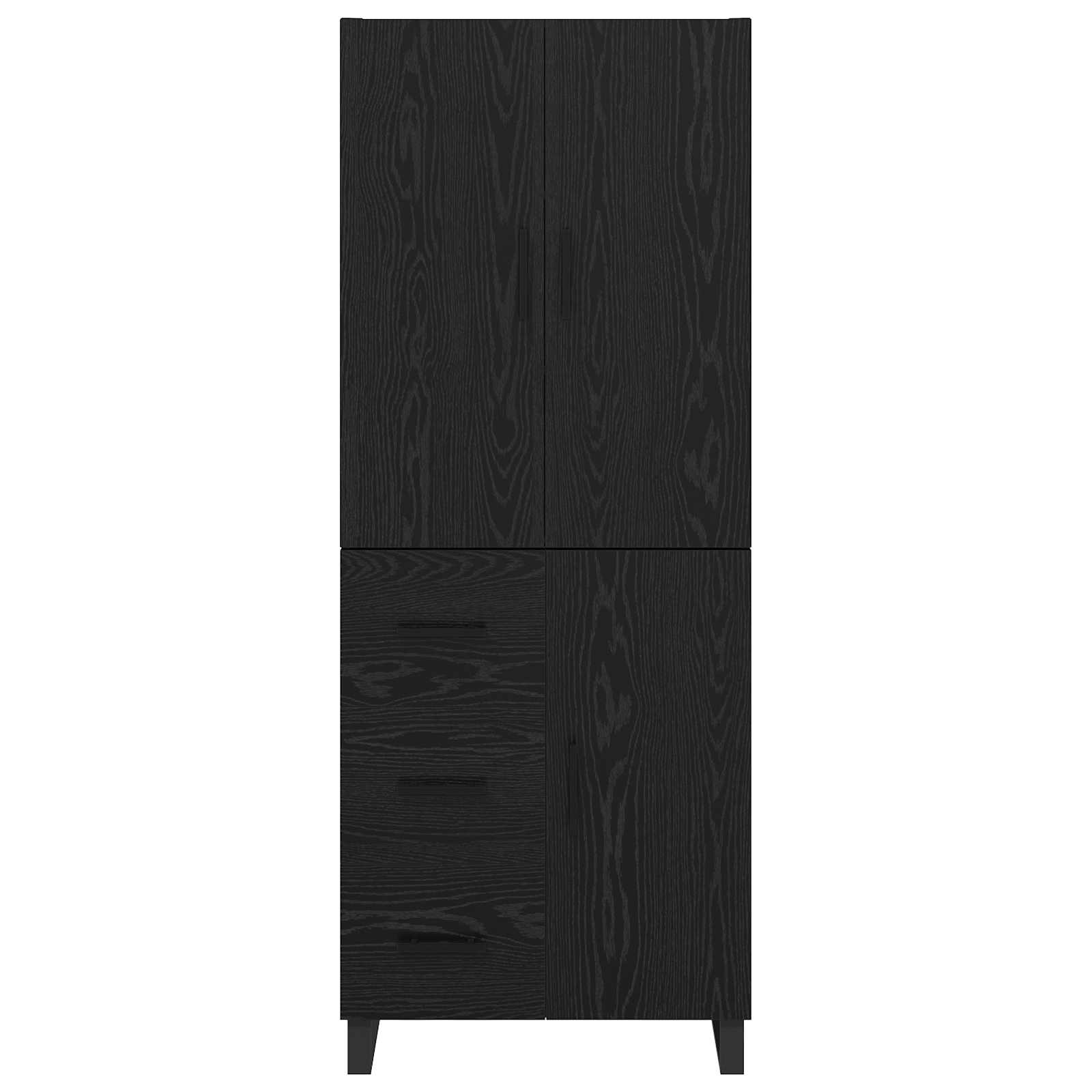 Credenza 2 pz-Set di 2 Buffet-Armadio da cucina Rovere Nero Legno Stratificato e Vetro 784991