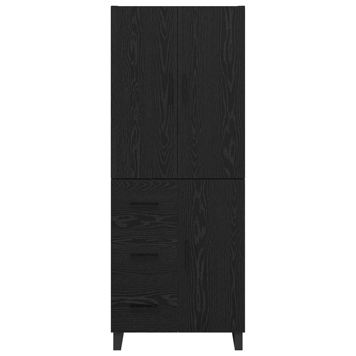 Credenza 2 pz-Set di 2 Buffet-Armadio da cucina Rovere Nero Legno Stratificato e Vetro 784991