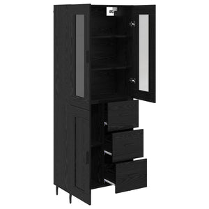 Credenza 2 pz-Set di 2 Buffet-Armadio da cucina Rovere Nero Legno Stratificato e Vetro 897630