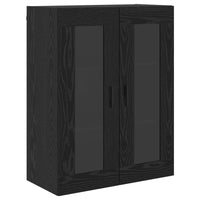 Credenza 2 pz-Set di 2 Buffet-Armadio da cucina Rovere Nero Legno Stratificato e Vetro 897630