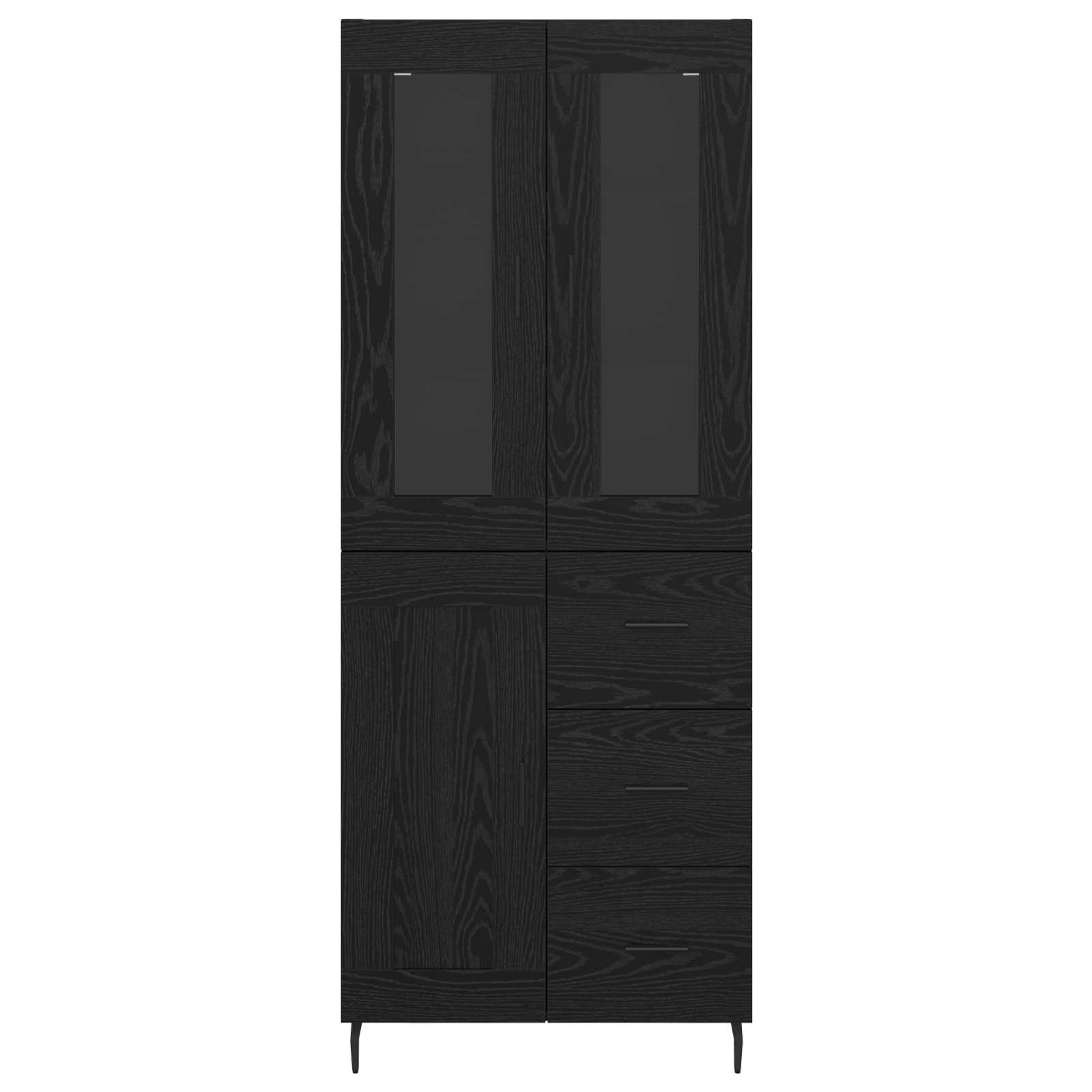 Credenza 2 pz-Set di 2 Buffet-Armadio da cucina Rovere Nero Legno Stratificato e Vetro 897630