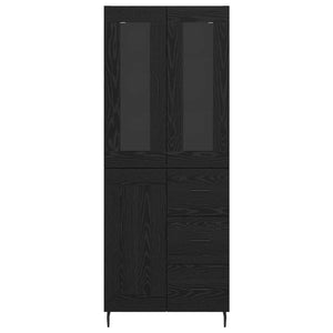 Credenza 2 pz-Set di 2 Buffet-Armadio da cucina Rovere Nero Legno Stratificato e Vetro 897630