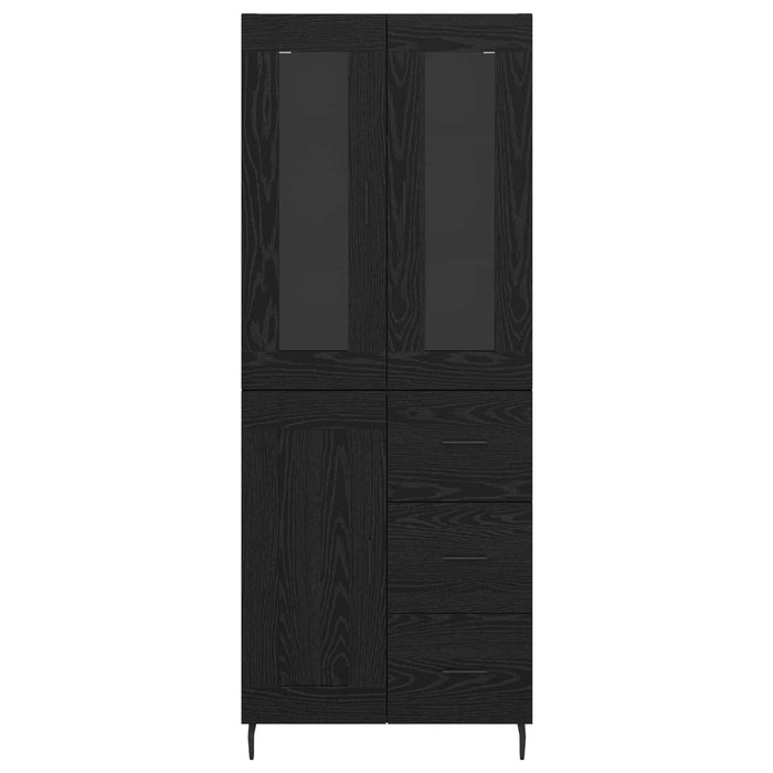 Credenza 2 pz-Set di 2 Buffet-Armadio da cucina Rovere Nero Legno Stratificato e Vetro 897630