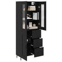Credenza 2 pz-Set di 2 Buffet-Armadio da cucina Rovere Nero Legno Stratificato e Vetro 897630
