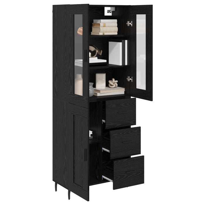 Credenza 2 pz-Set di 2 Buffet-Armadio da cucina Rovere Nero Legno Stratificato e Vetro 897630