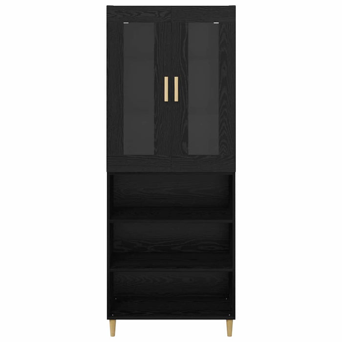 Credenza Montaggio a parete 2 pcs Rovere Nero Legno multistrato 3416148