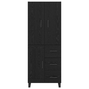 Credenza 2 pcs Rovere Nero Legno Stratificato e Vetro 3416149