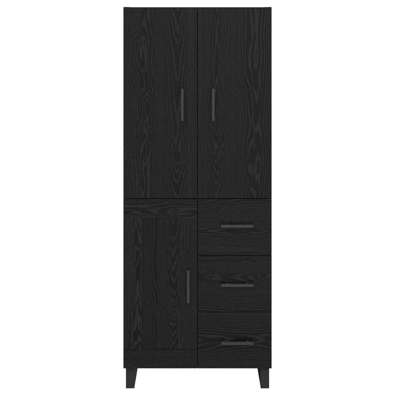 Credenza 2 pz-Set di 2 Buffet-Armadio da cucina Rovere Nero Legno Stratificato e Vetro 127046