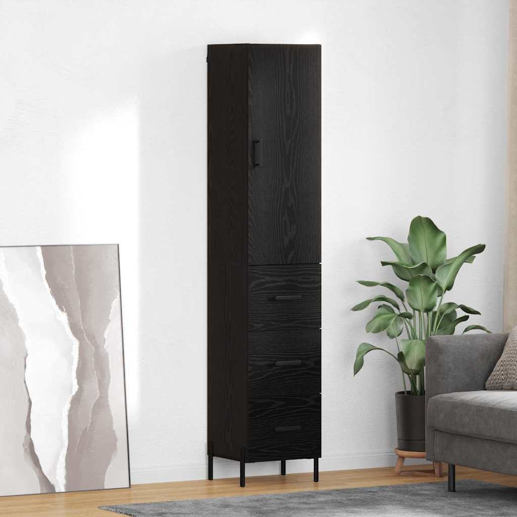 Credenza Rovere Nero 34,5 x 34 x 180 cm Legno multistrato 3416158