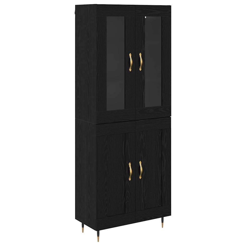 Credenza 2 pz-Set di 2 Buffet-Armadio da cucina Rovere Nero 69,5 x 34 x 180 cm Legno multistrato 125399