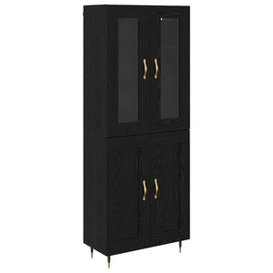 Credenza 2 pz-Set di 2 Buffet-Armadio da cucina Rovere Nero 69,5 x 34 x 180 cm Legno multistrato 125399